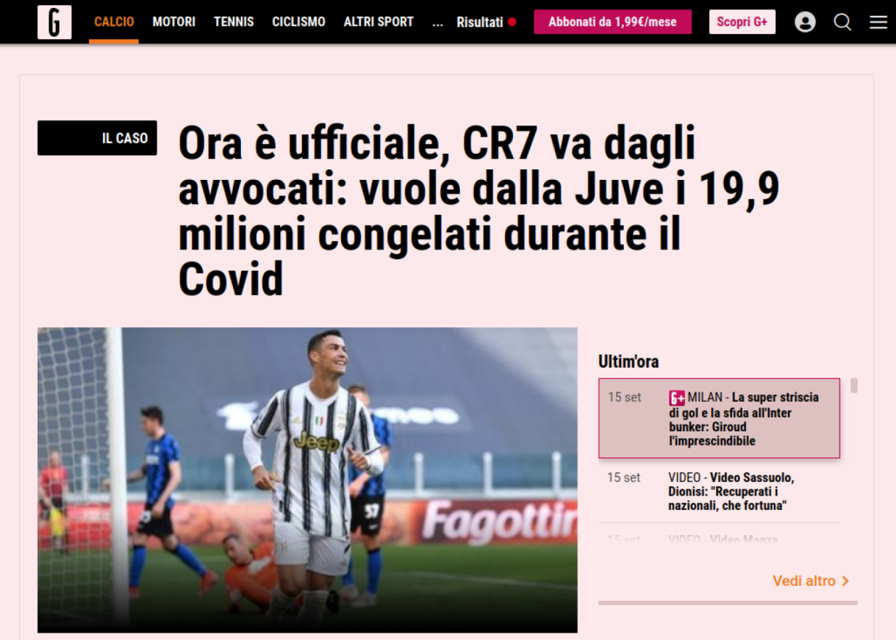 Imagen El millonario reclamo de Cristiano a Juventus.