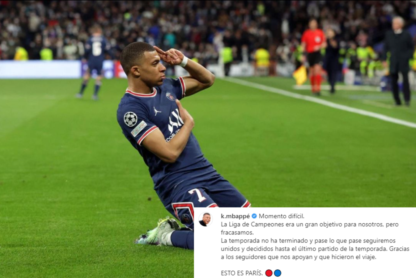 Imagen El mensaje de Mbappé en su cuenta de Instagram