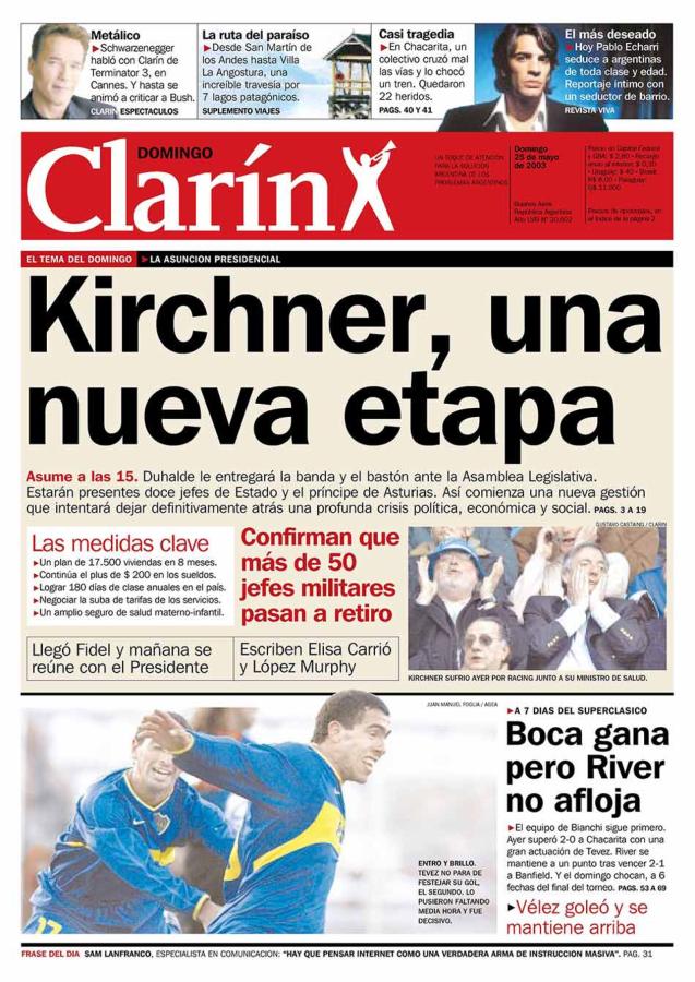 Imagen El día antes de asumir, Néstor Kirchner presenció la derrota de Racing ante Olimpo