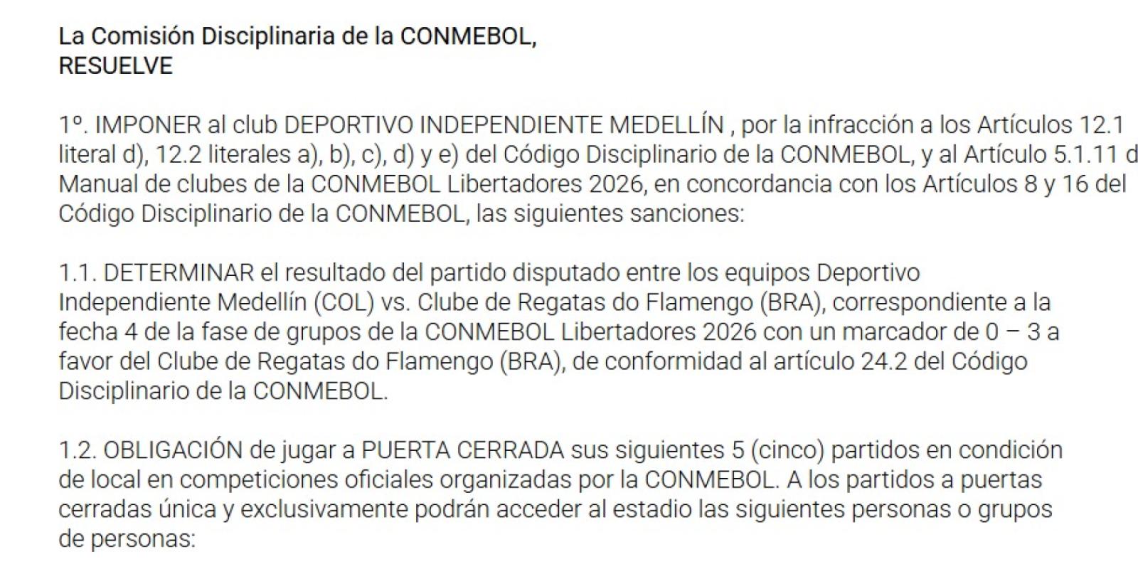 Imagen Conmebol hizo oficial la decisión este jueves
