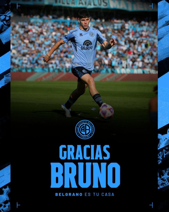 Imagen Belgrano despidió a Bruno Zapelli en sus redes.