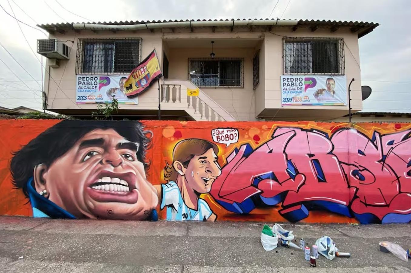 Imagen El mural de Messi en Guayaquil. Imagen: La Nación.