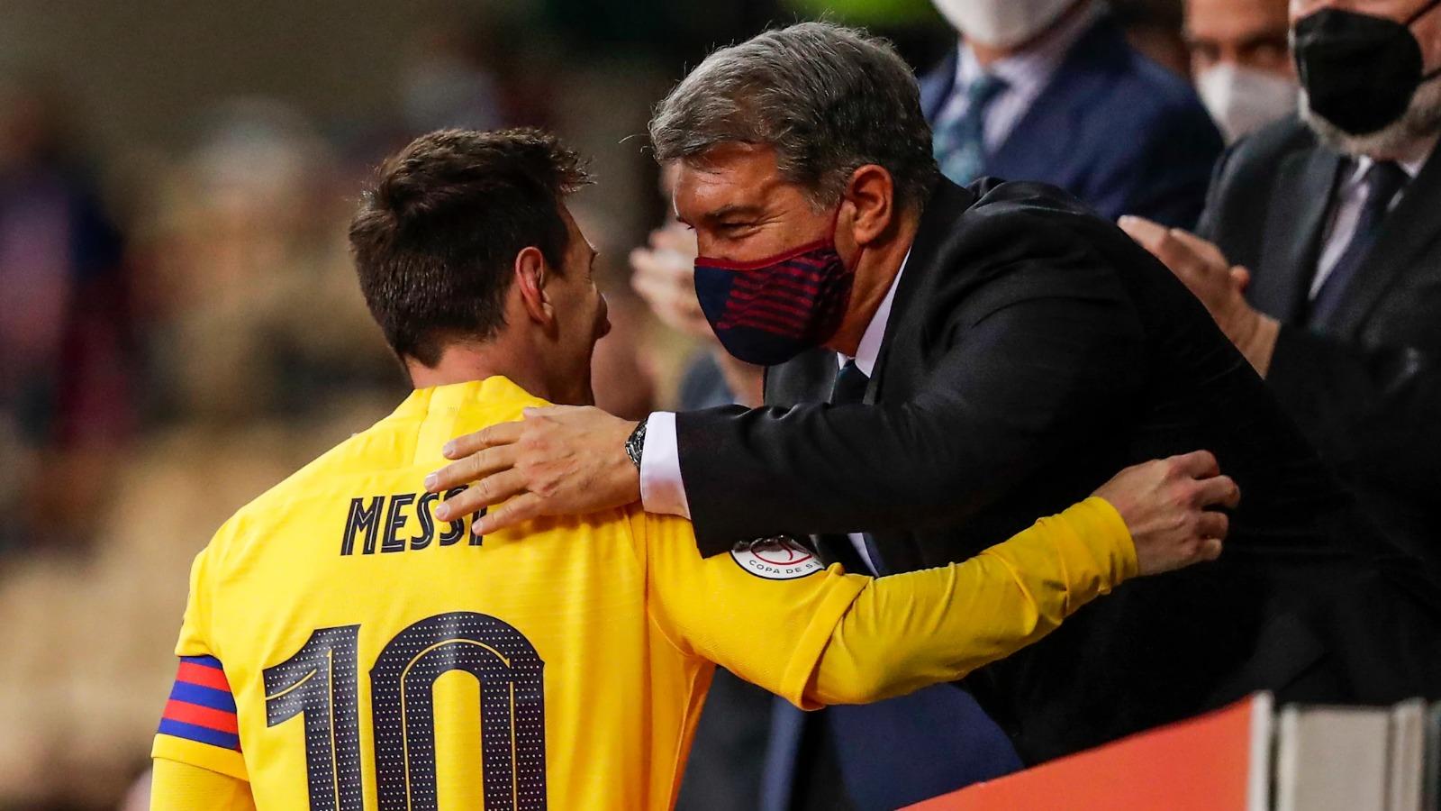 Imagen Messi y Laporta durante los años felices de Barcelona.