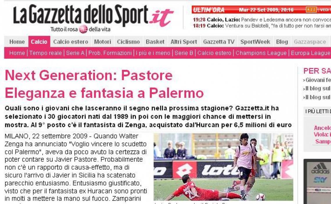 Imagen "Próxima generación: Pastore. Elegancia y fantasía en Palermo". (Gazzetta.it)