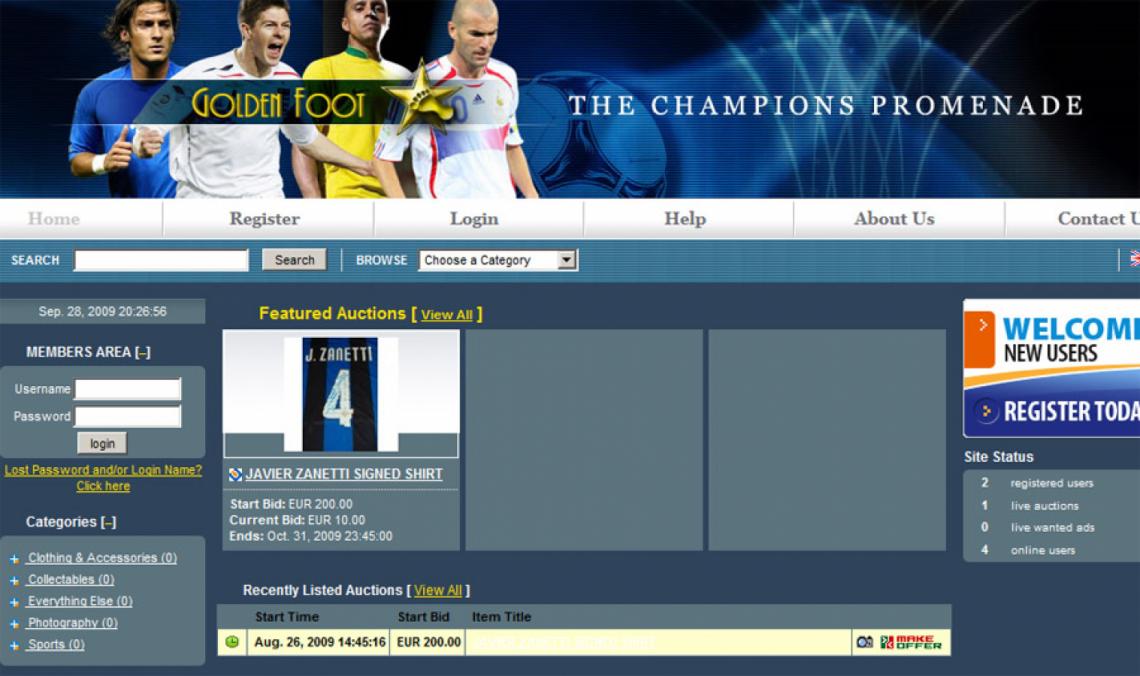 Imagen EL SITIO de Goldenfoot, donde podrás hacer tu oferta por la camiseta de Zanetti.