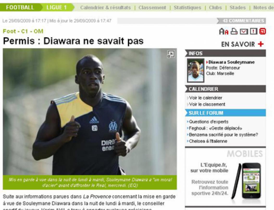 Imagen La noticia en L'Equipe.fr.