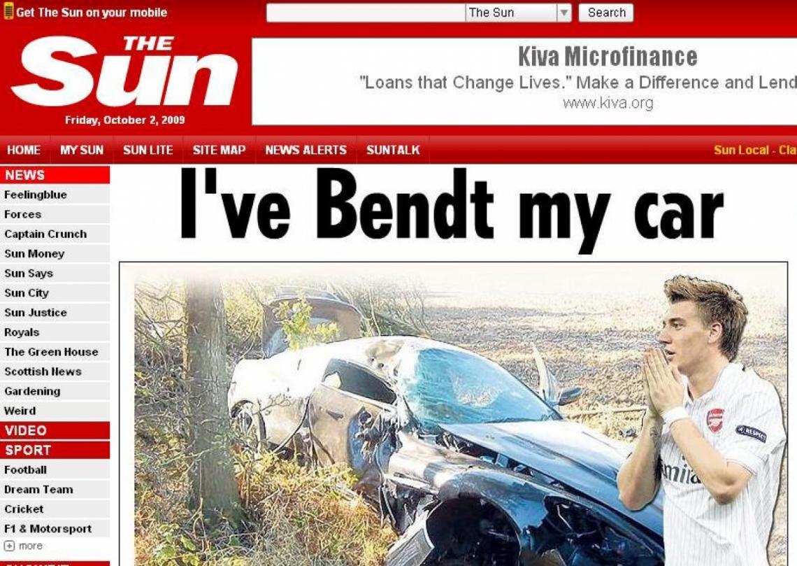 Imagen Así quedó el Aston Martin de Bendtner (The Sun).