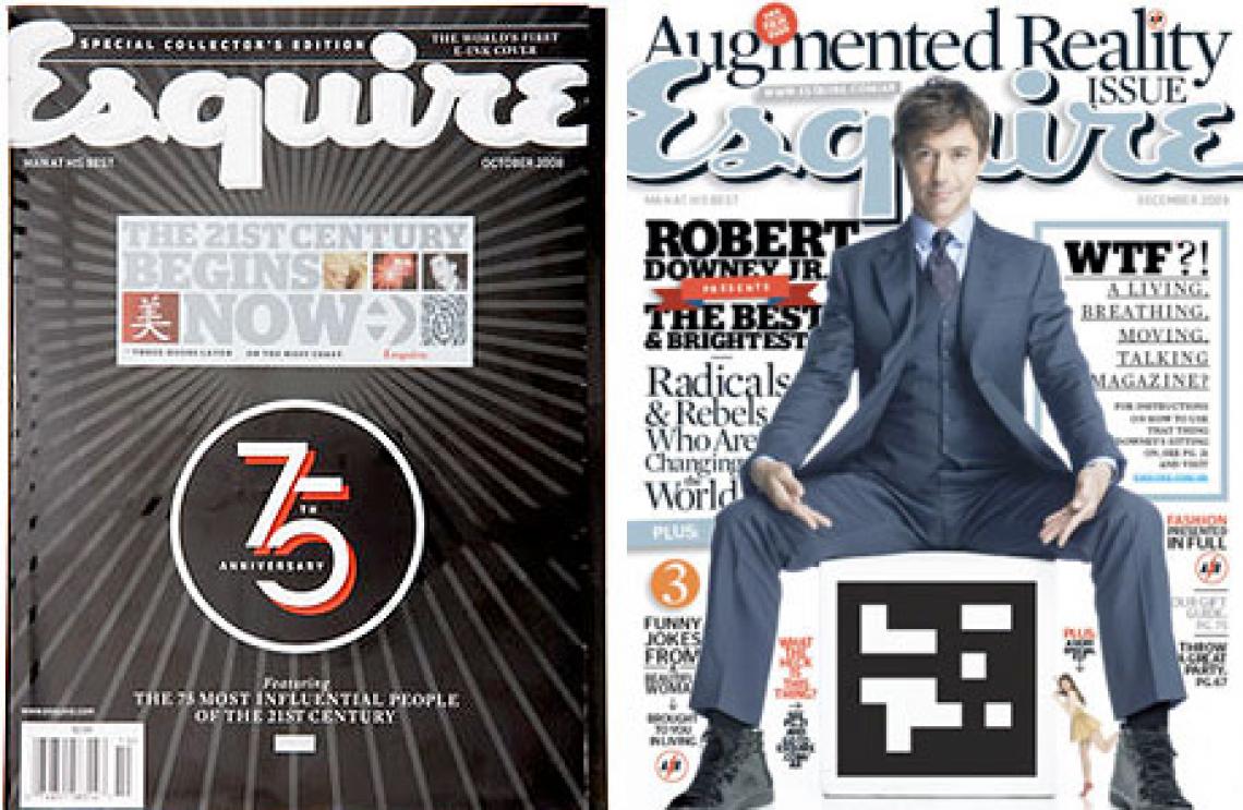 Imagen La portada de Esquire con el holograma (izquierda) y la que incluyó un código de realidad aumentada, con Robert Downey Junior.