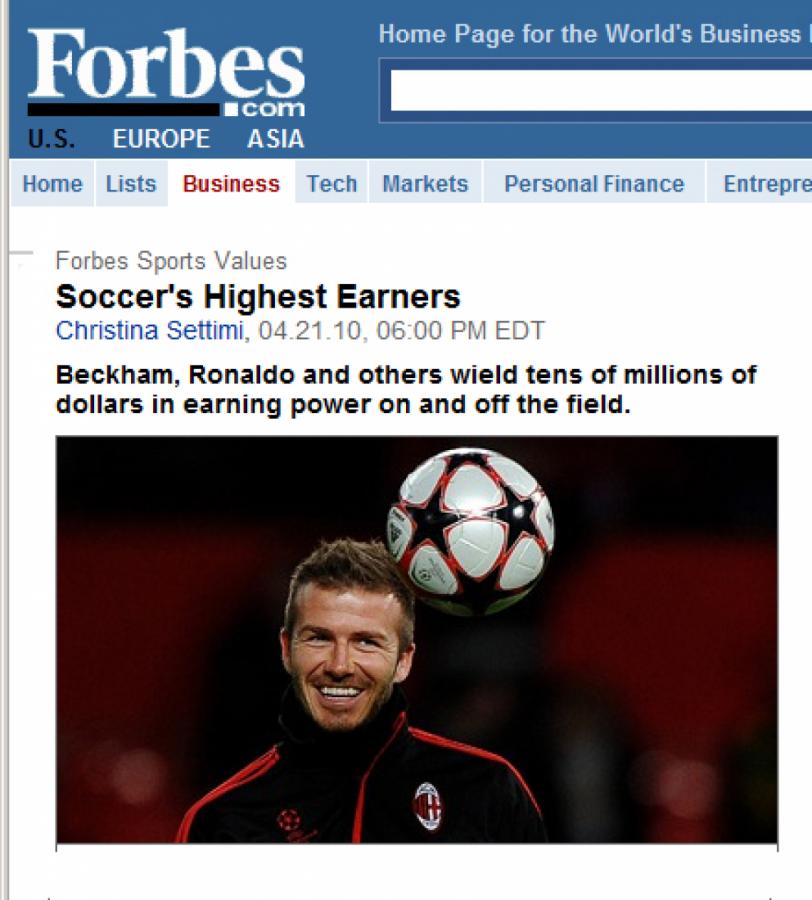 Imagen EN LA ULTIMA ETAPA de su carrera, David Beckham es el jugador más rico, según la revista Forbes.