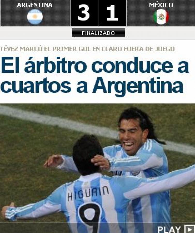 Imagen MARCA, opinó que los árbitros fueron los responsables de la victoria argentina.