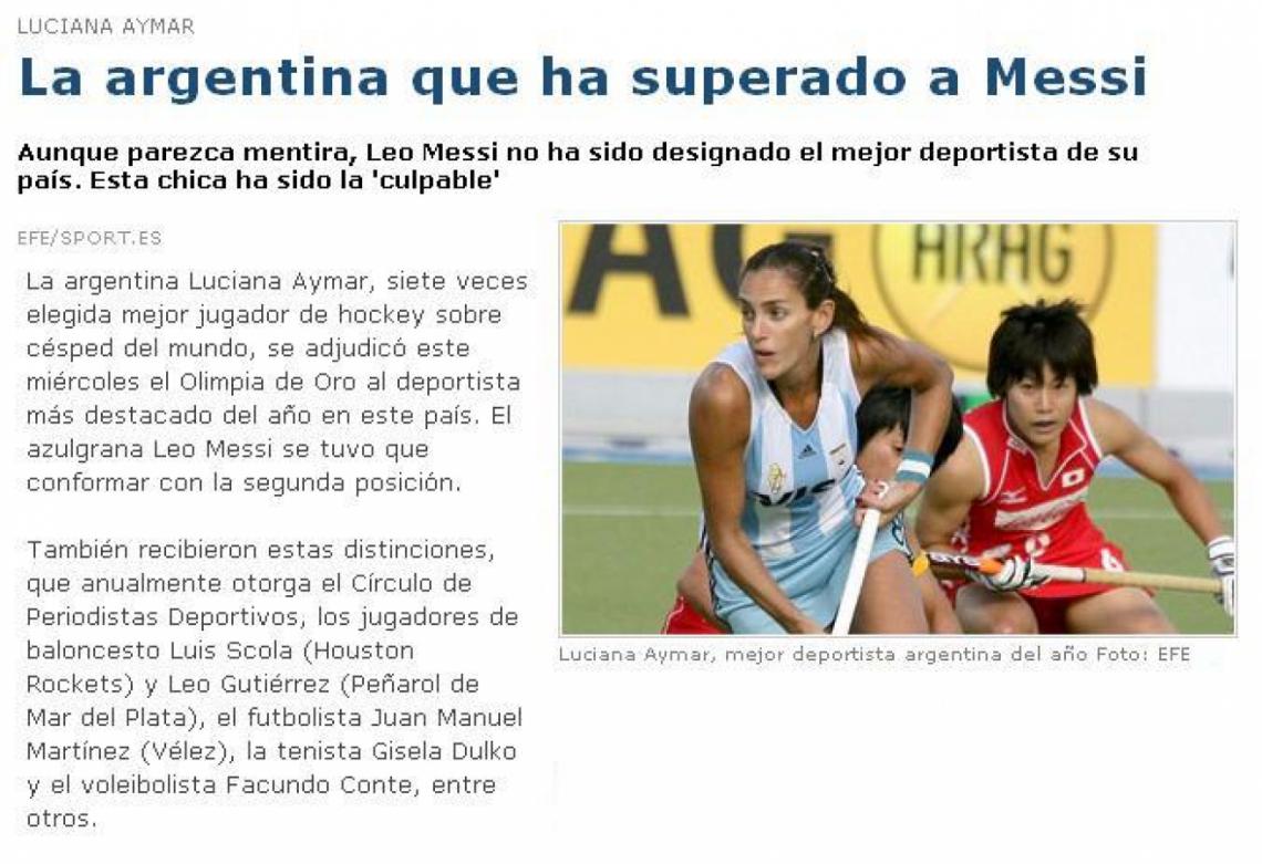 Imagen AS afirma en su versión digital que parece "mentira" que la Pulga no haya sido elegido como el mejor deportista argentino de 2010.