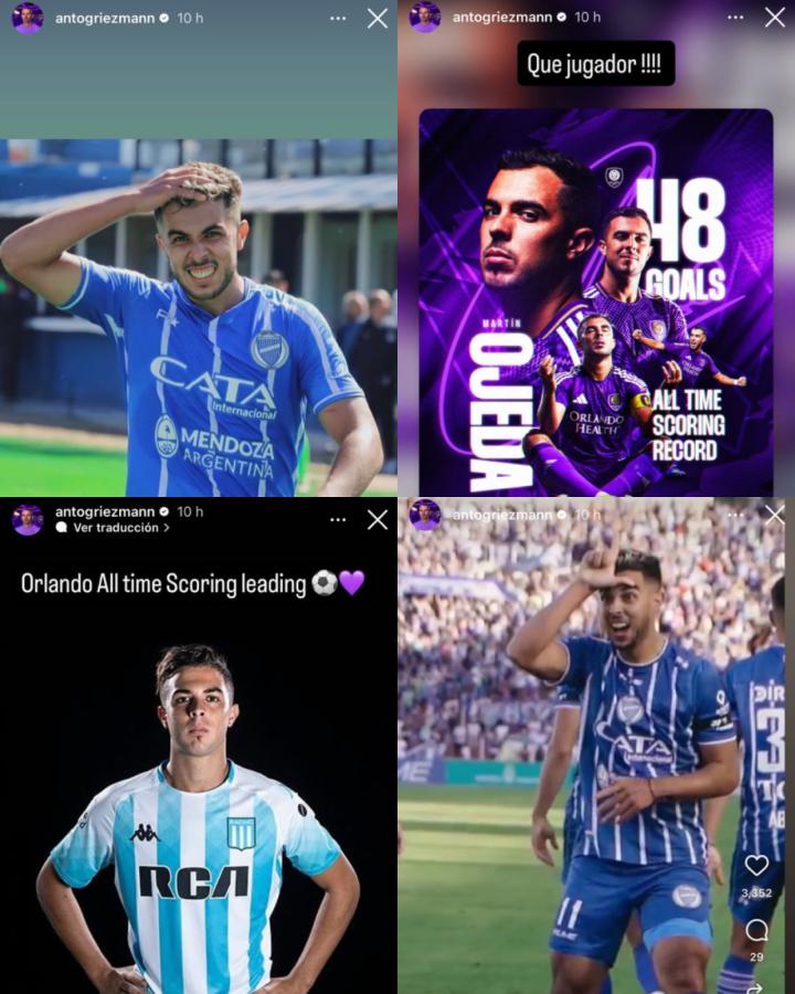 Imagen Griezmann le dedicó cuatro historias a Martín Ojeda.