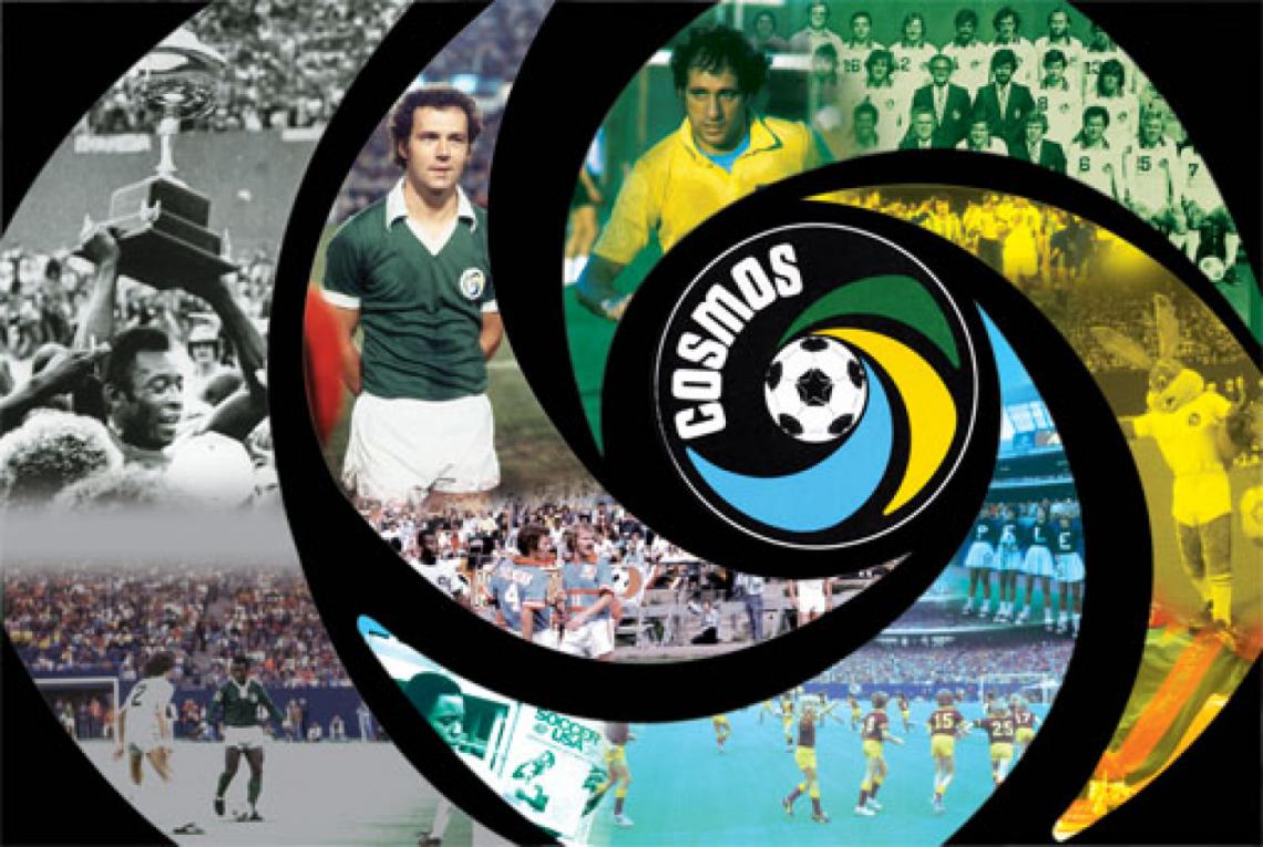 Imagen EL COSMOS setentista: Pelé campeón, Beckenbauer, Chinaglia, porristas, Buggs Bunny mascota...