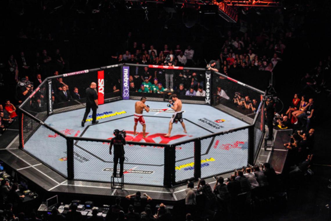 SHOW. El brasileño Vitor Belfort y el estadounidense Michael Bisping en el octógono.