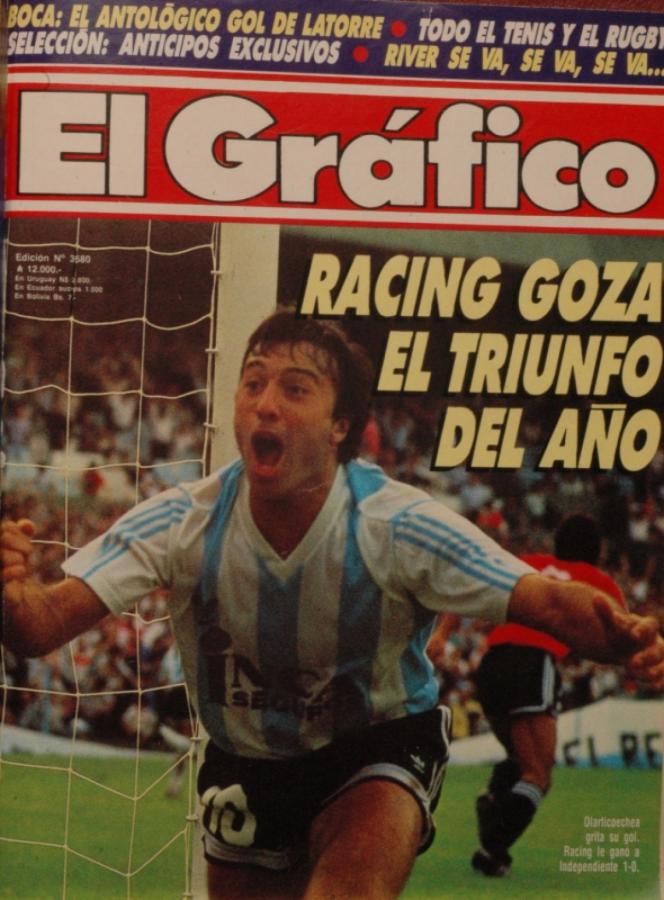 Imagen SEGUNDO CICLO en Racing y tapa de El Gráfico por su gol al rojo.