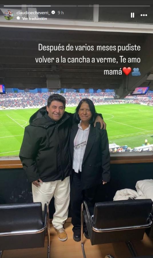Imagen El emotivo posteo que subió Echeverri a sus historias de IG.