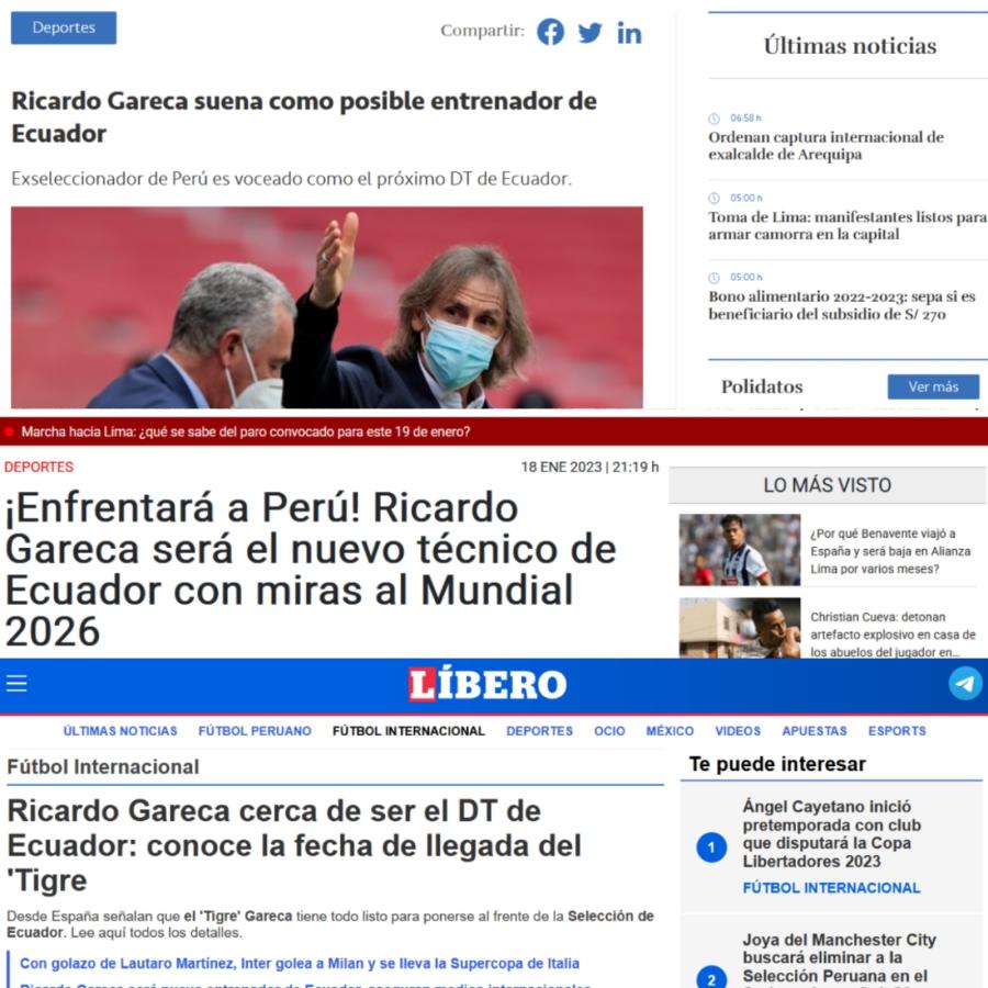 Imagen La prensa Peruana y la llegada de Gareca a Ecuador.