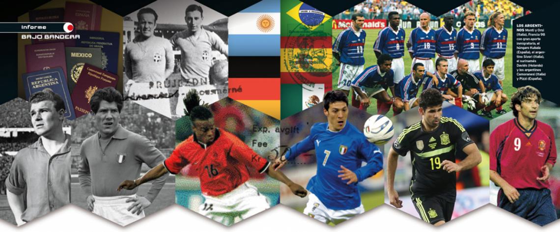 LOS ARGENTINOS Monti y Orsi (Italia), Francia 98 con gran aporte inmigratorio, el húngaro Kubala (España), el argentino Sívori (Italia), el surinamés Davis (Holanda) y los argentinos Camoranesi (Italia) y Pizzi (España).
