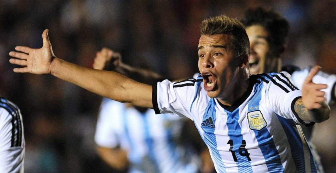 Imagen CARA. Compagnucci festeja su gol sobre el final para que Argentina consiga un valioso punto vs. Colombia.