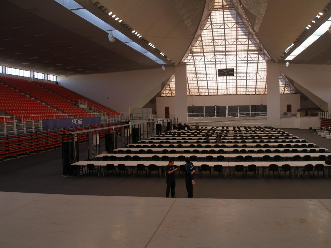 El centro de prensa, en el Polideportivo del Estadio Nacional.