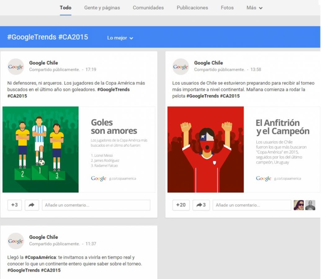 Imagen La vista actual de g.co/copaamerica, una de las novedosas apuestas de Google durante la Copa.
