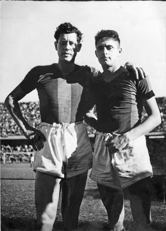 Imagen En sus inicios en San Lorenzo, al lado del vasco Ángel Zubleta.