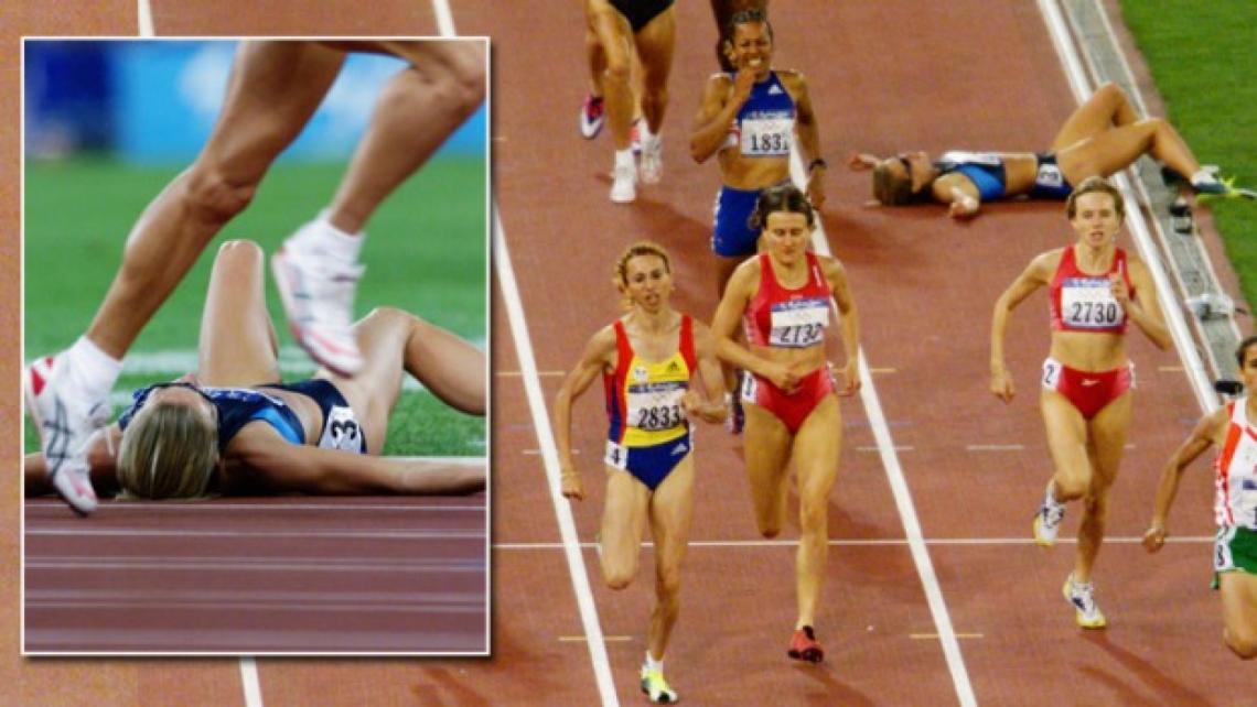 Imagen LA CAIDA de Suzy Favor Hamilton en la final de los 1500 metros en Sydney.