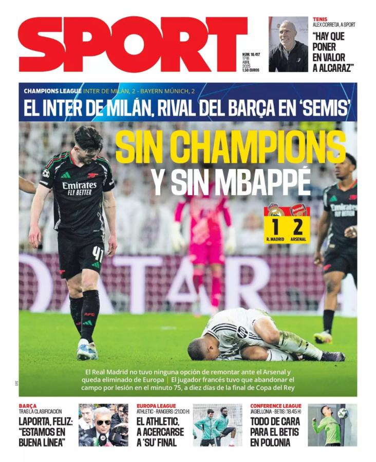 Imagen "Sin Champions y sin Mbappé", tituló Sport