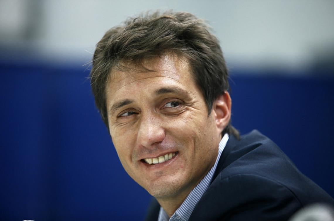 Al Mellizo se lo vio feliz al asumir como entrenador de Boca.