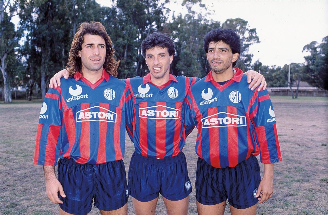 En San Lorenzo, con Leo Rodríguez y Mario Videla, ex compañero de Argentinos, al que considera el verdadero crack del equipo.