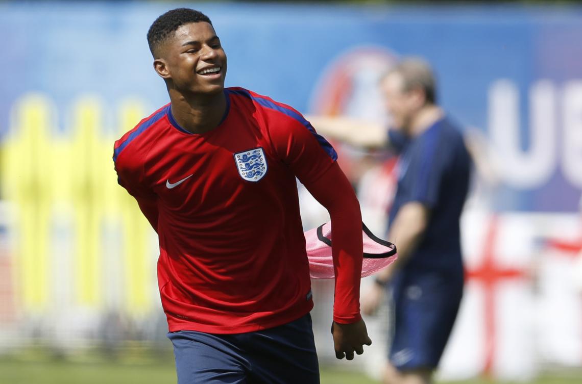 Imagen Marcus Rashford, durante un entrenamiento para la Euro. Foto: Reuters.