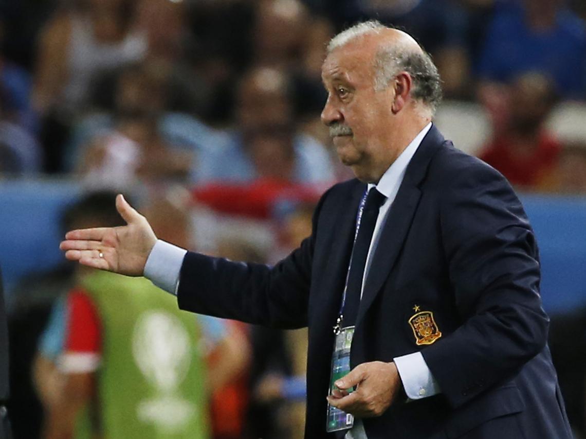 Imagen DEL BOSQUE, durante el partido que su selección perdió ante Croacia. Foto: Reuters.