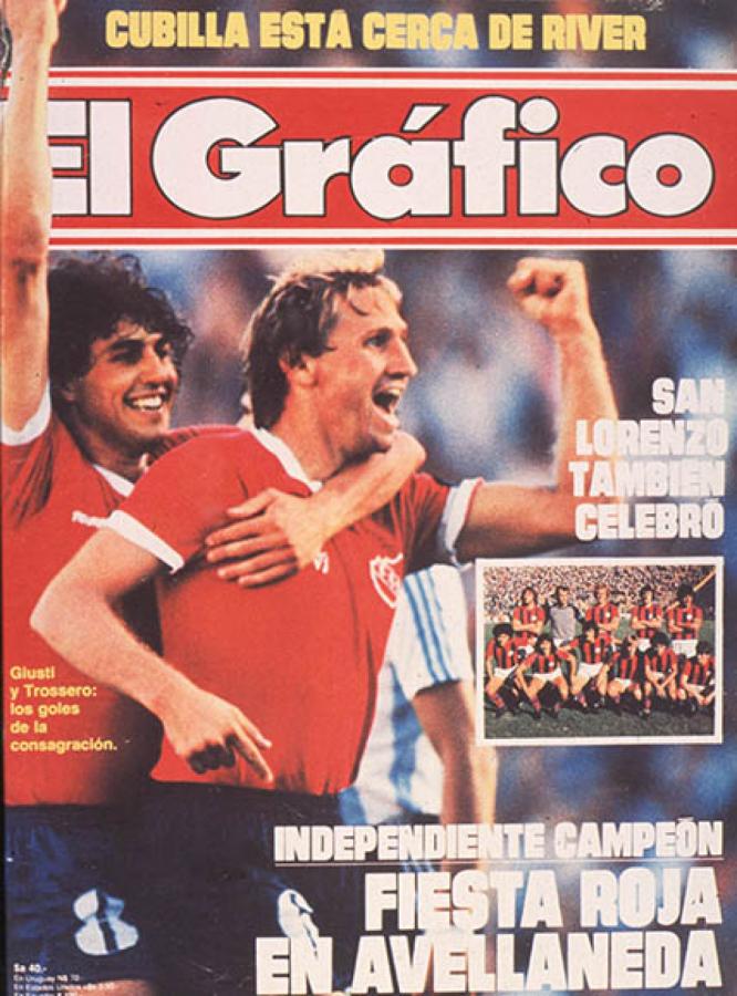 La tapa de El Gráfico muestra a los autores de los goles de esa tarde: Giusti y Trossero.