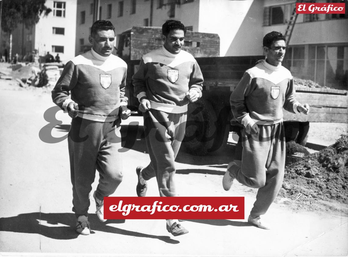Imagen Helsinki 1952. Delfo Cabrera, Corsino Fernández y Gorno entrenando en la Villa Olímpica antes de la Maratón.