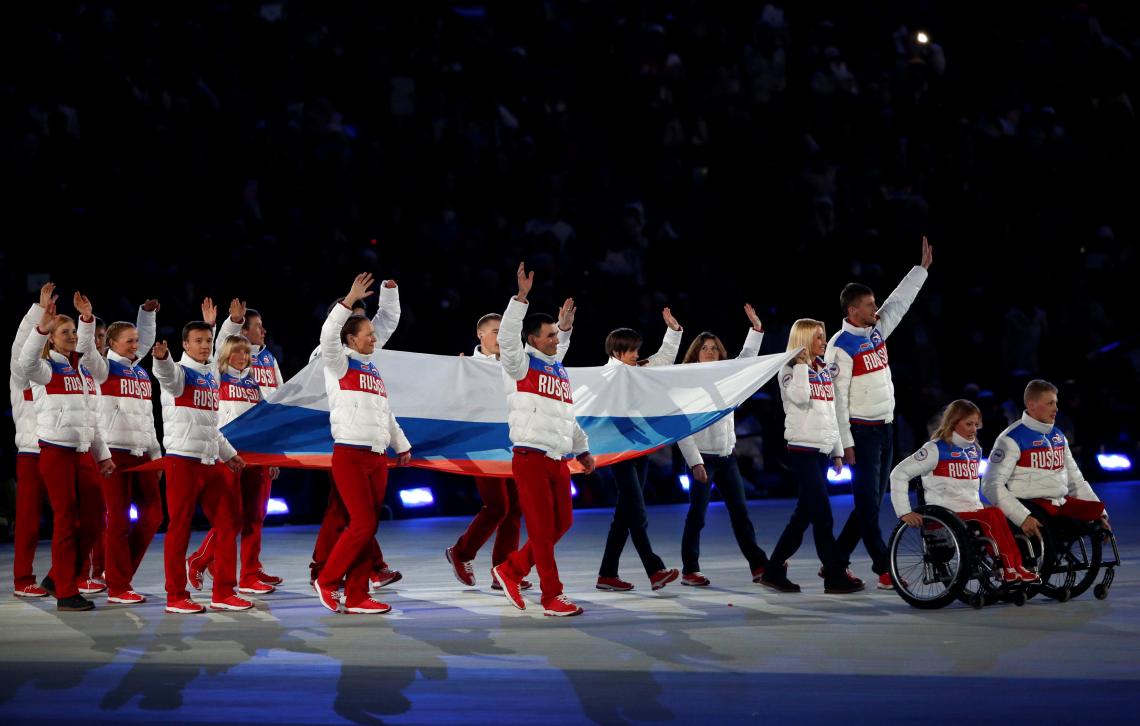 Imagen La delegación rusa, en la ceremonia de clausura de los Juegos Paralímpicos de Invierno de Sochi 2014