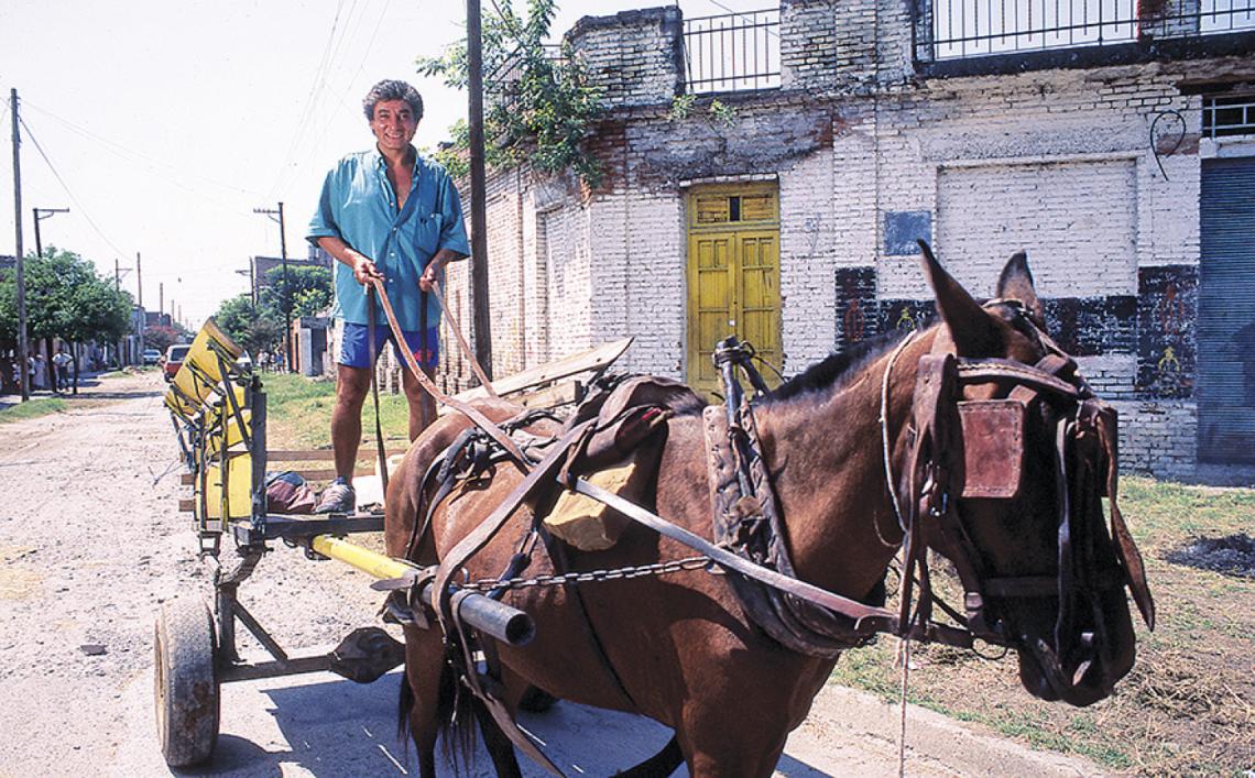 Imagen Andando en otro tipo de carro, en su Tucumán natal, ciudad a la que volvió en los años 90 para acompañar a su madre. A pesar de haber perdido casi todo, Salinas vive de una pensión que le da Boca y está feliz.