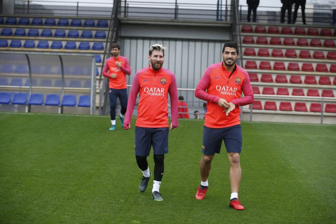 Imagen Messi, junto a Suárez en la práctica
