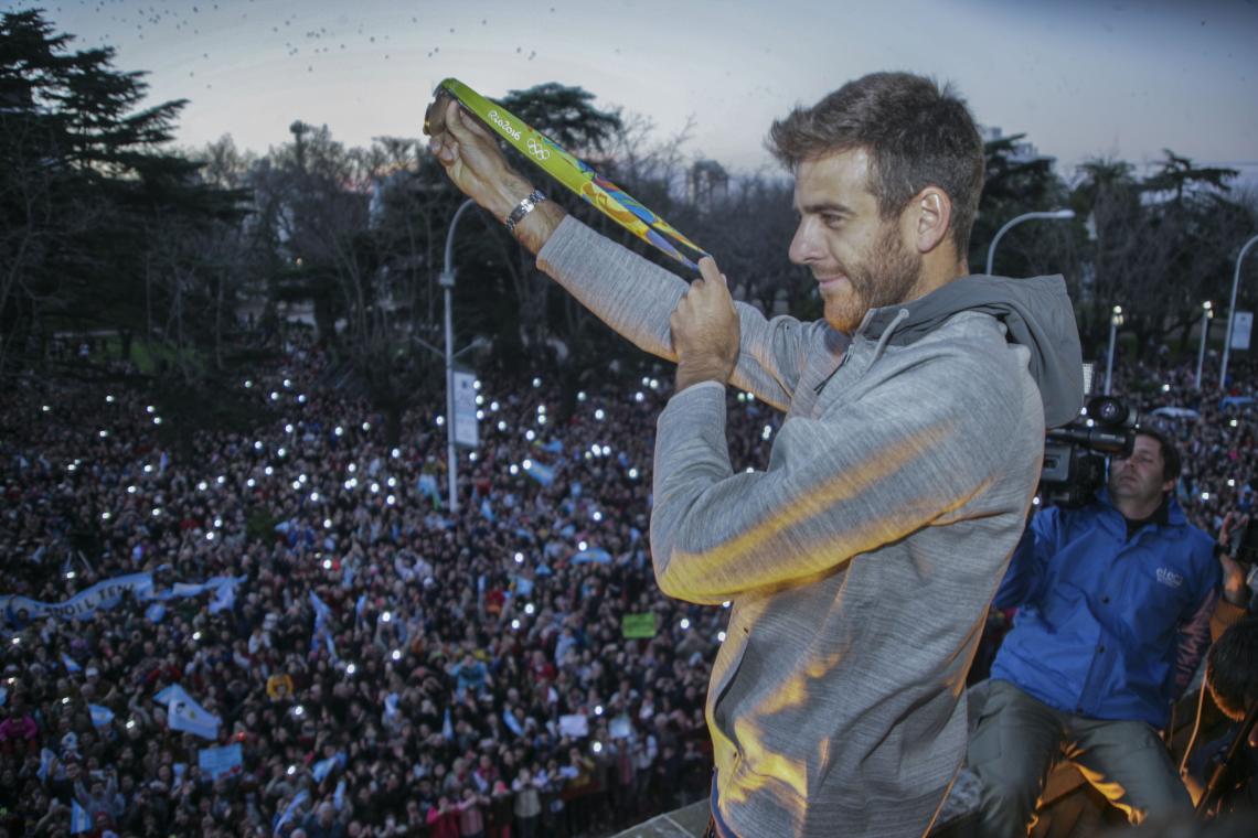 Imagen Delpo, en Tandil, cuando fue homenajeado tras los Juegos Olímpicos