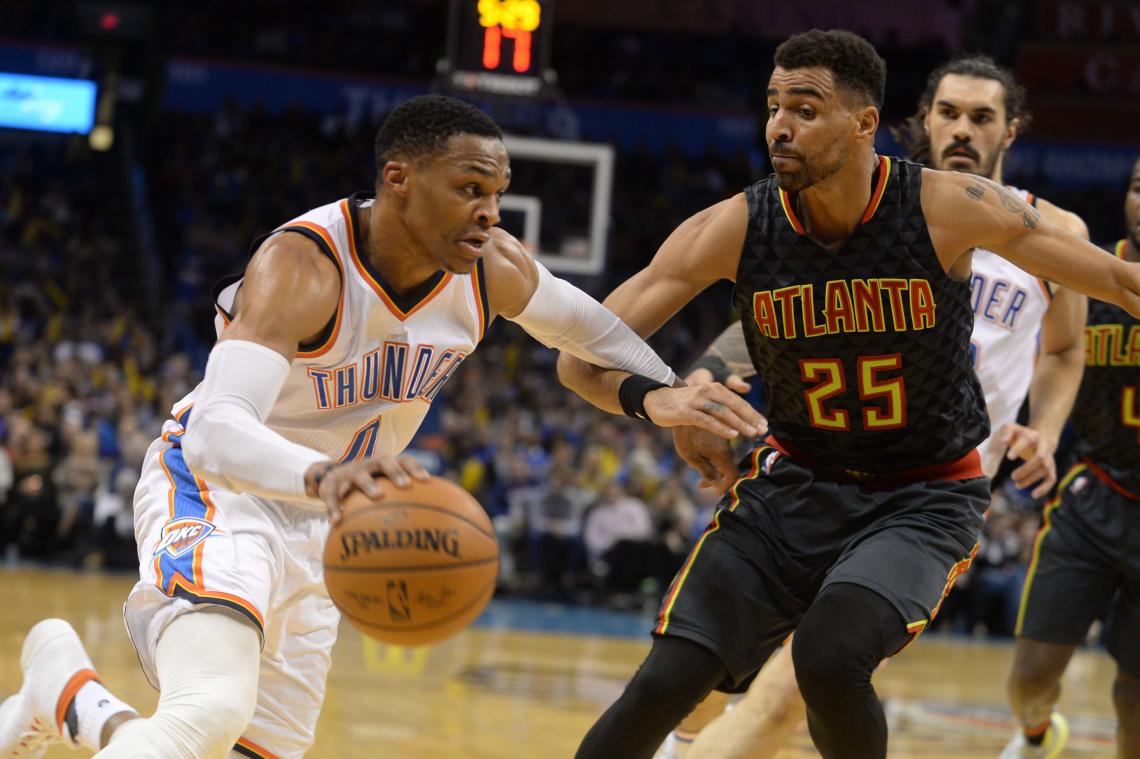 Imagen Westbrook terminó con 46 puntos, 11 rebotes y 7 asistencias en 35 minutos de partido. En sus manos estuvo el control absoluto del juego de los Thunder, con Jerami Grant (15 puntos) y Andre Roberson (14) como sus únicos compañeros con al menos 10 puntos. T