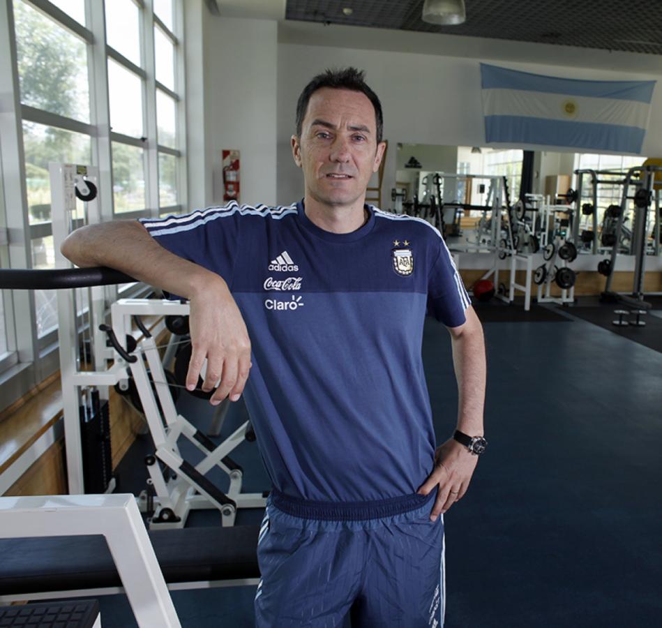 En el gimnasio del predio de Ezeiza.