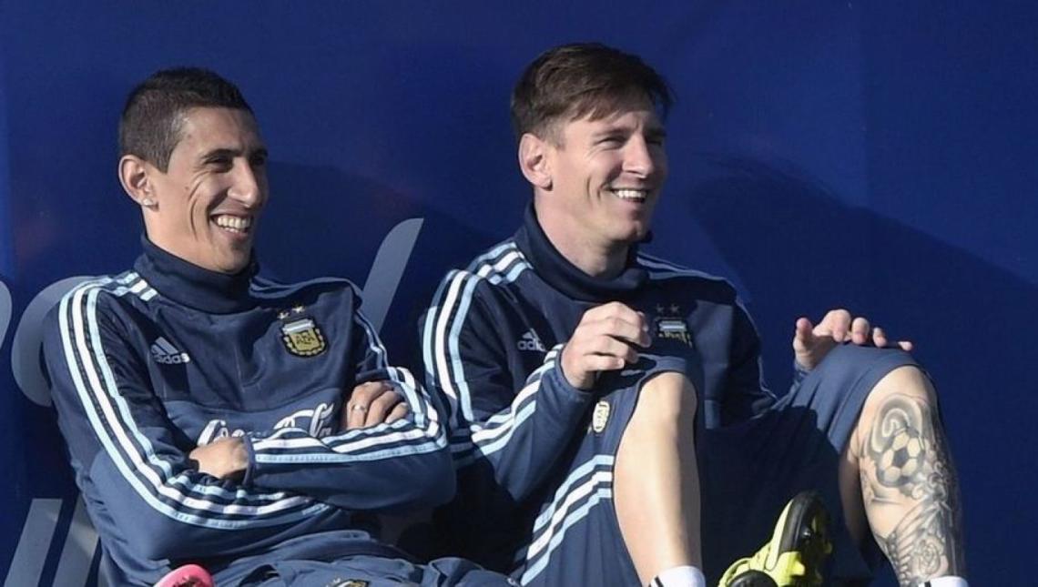 Imagen Messi y Di María, en una práctica de la Selección