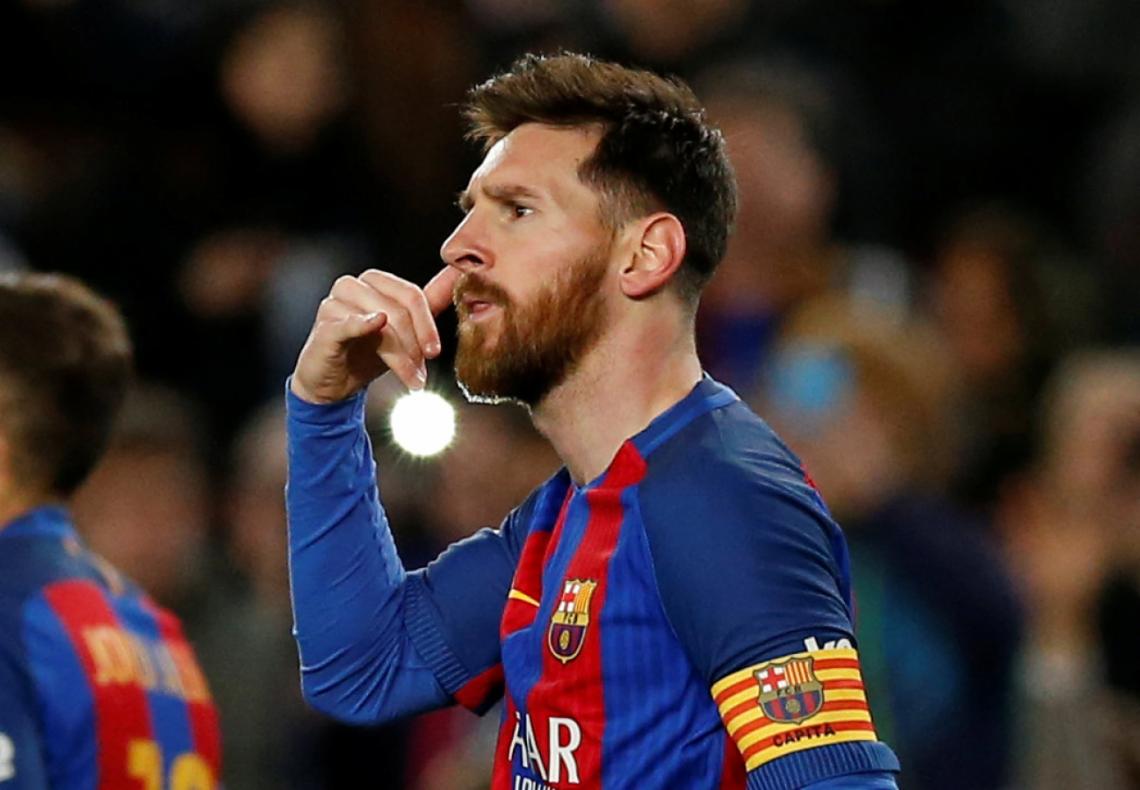 Imagen Messi anotó por duplicado y así festejó uno de sus goles. 
