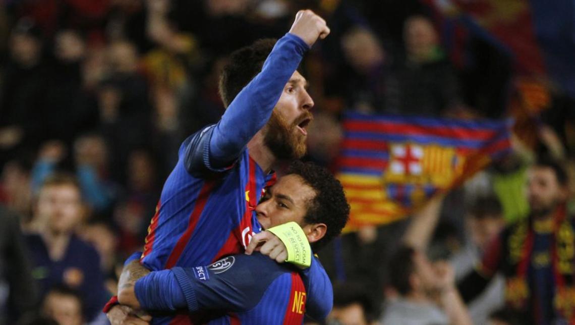 Imagen Messi y Neymar, festejando uno de los tantos de ayer.
