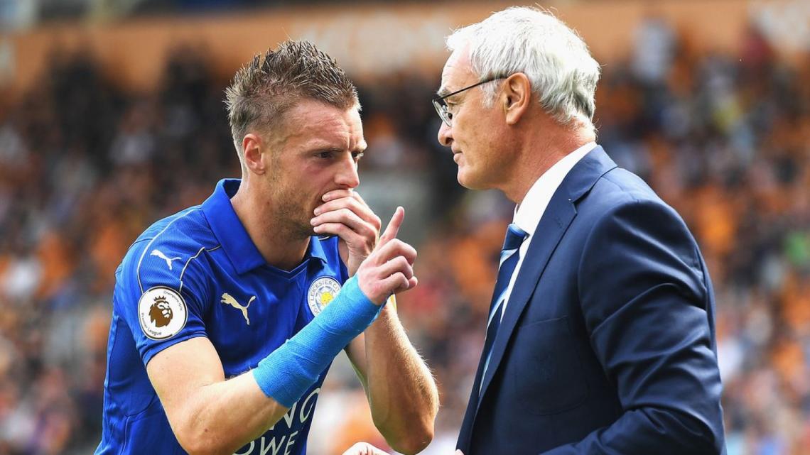 Imagen Vardy y Ranieri, juntos.