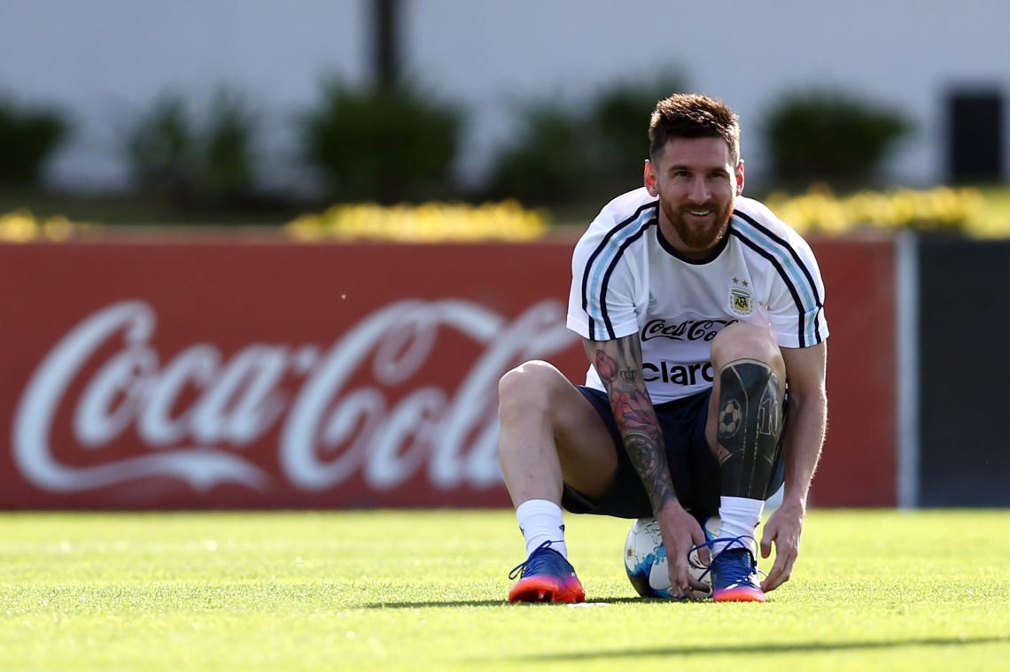 Imagen Messi, en una práctica de la Selección.