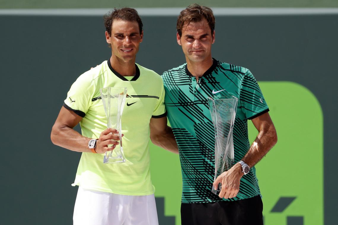 Imagen Federer y Nadal, tras la final de Miami.