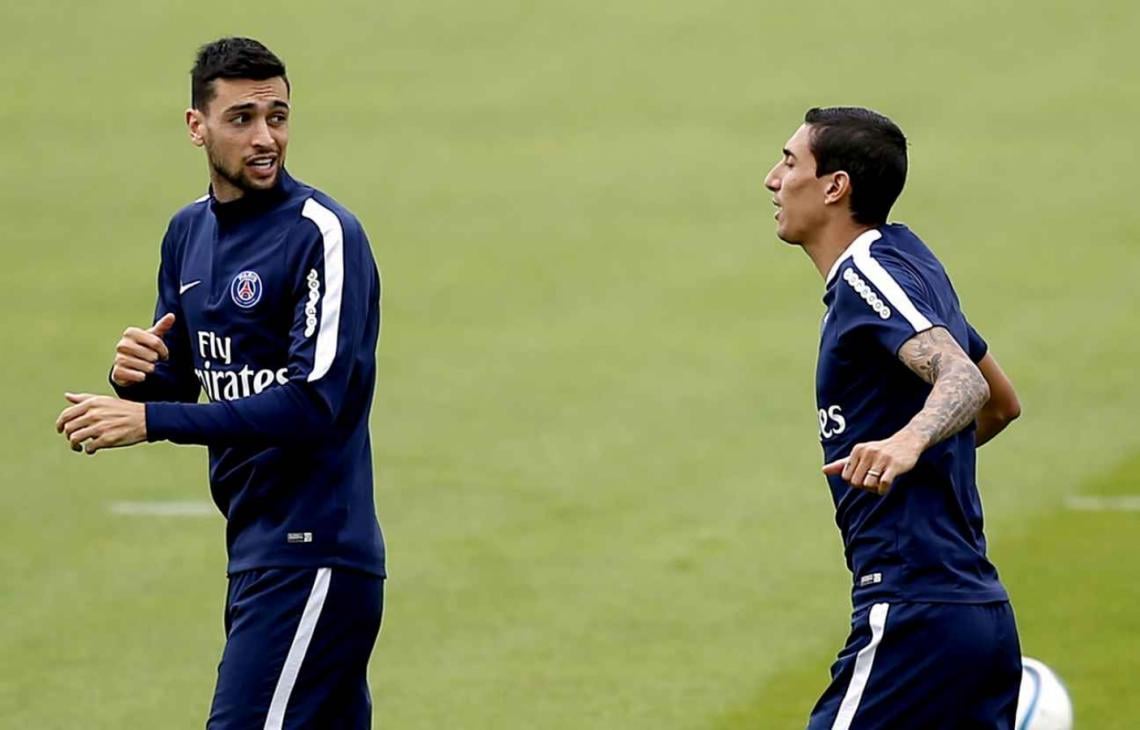 Imagen Pastore y Di María, durante una práctica.