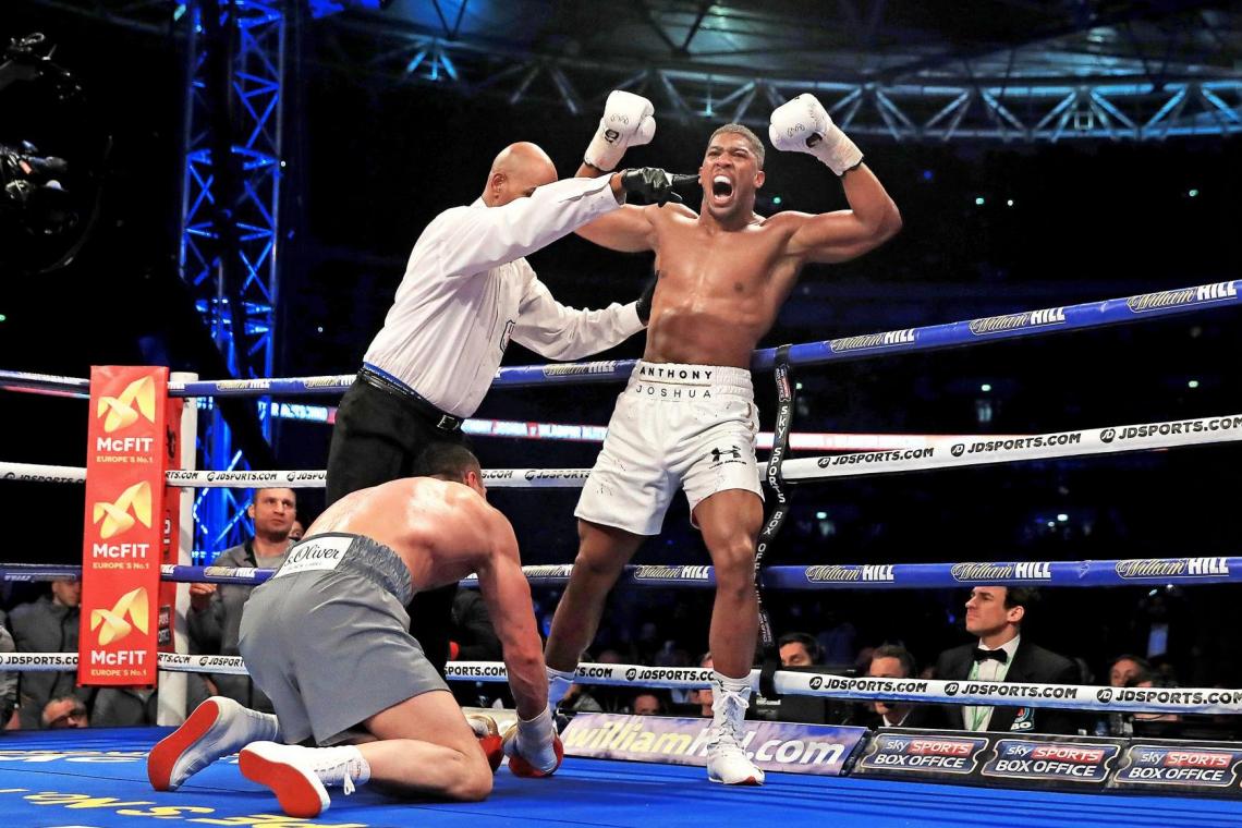 Imagen Joshua, en su noche consagratoria ante Klitschko.