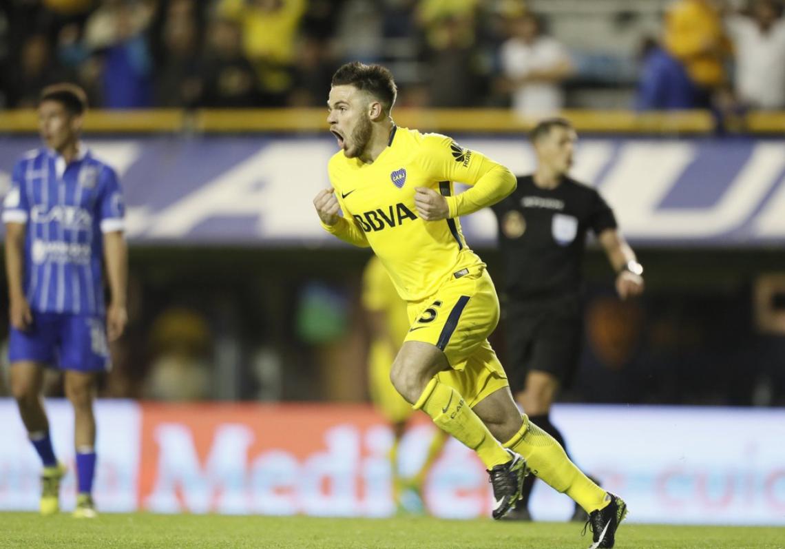 Imagen Nández, festejando su gol ante Godoy Cruz.