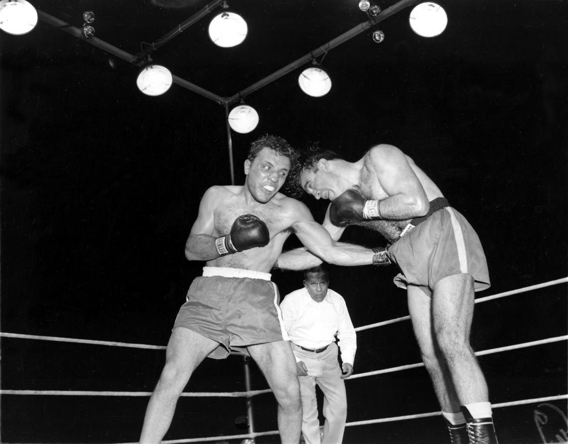 Imagen Jake LaMotta (izquierda) contra Marcel Cerdan, en 1949.